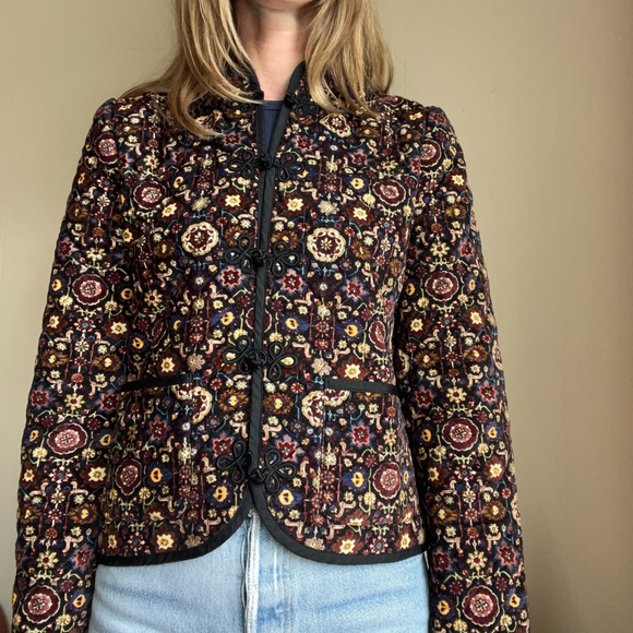 Doen Heirloom velvet Liberty of London paisley print quilted Song Jacket XS - Picture 5 of 12